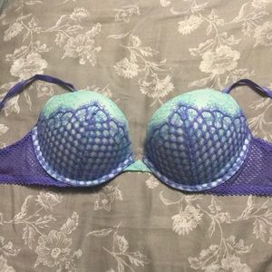 Like New! 34C teal and purple lace push up bra!